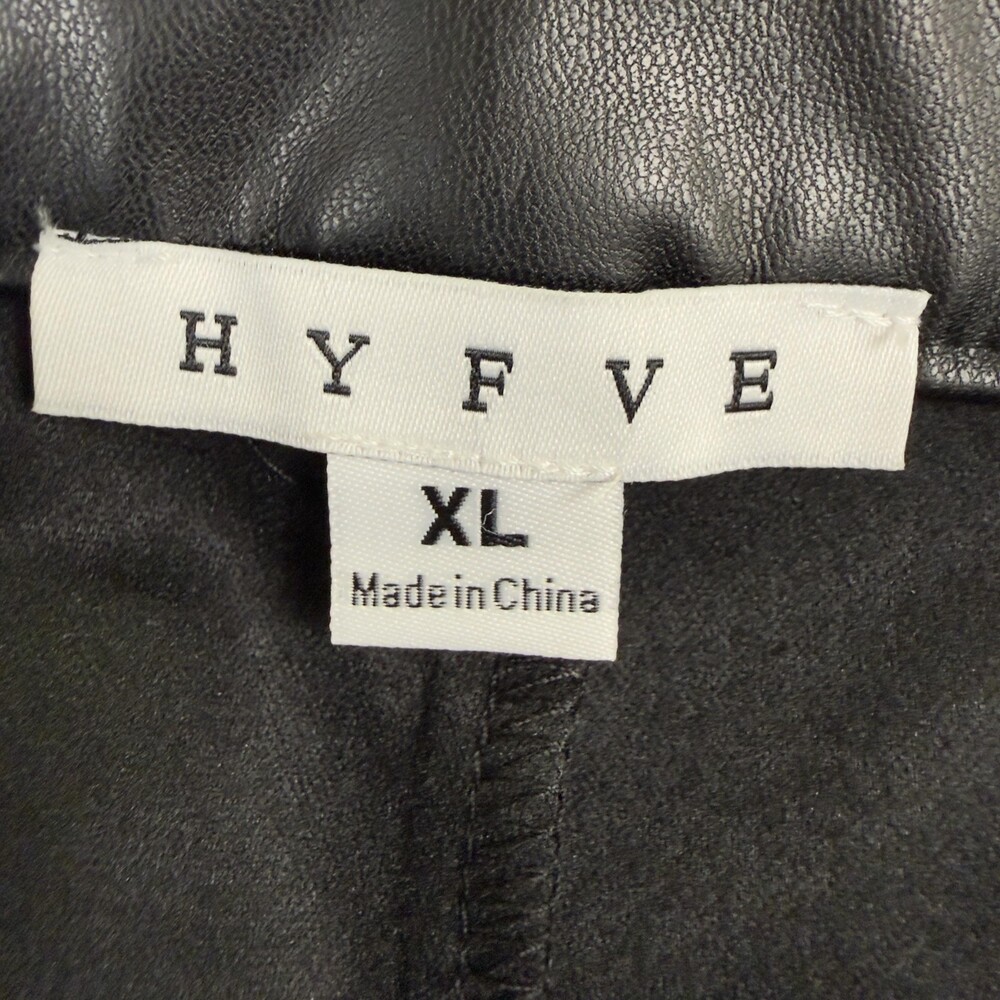 New HYFVE Faux Leather Cargo Pants High Rise Wide Leg Y2K Utility Black Sz XL - Picture 6 of 16